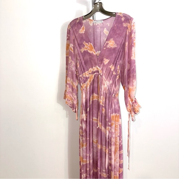 Young Fabulous & Broke Purple and Orange crepe tie dye Dress - Picture 2 of 7